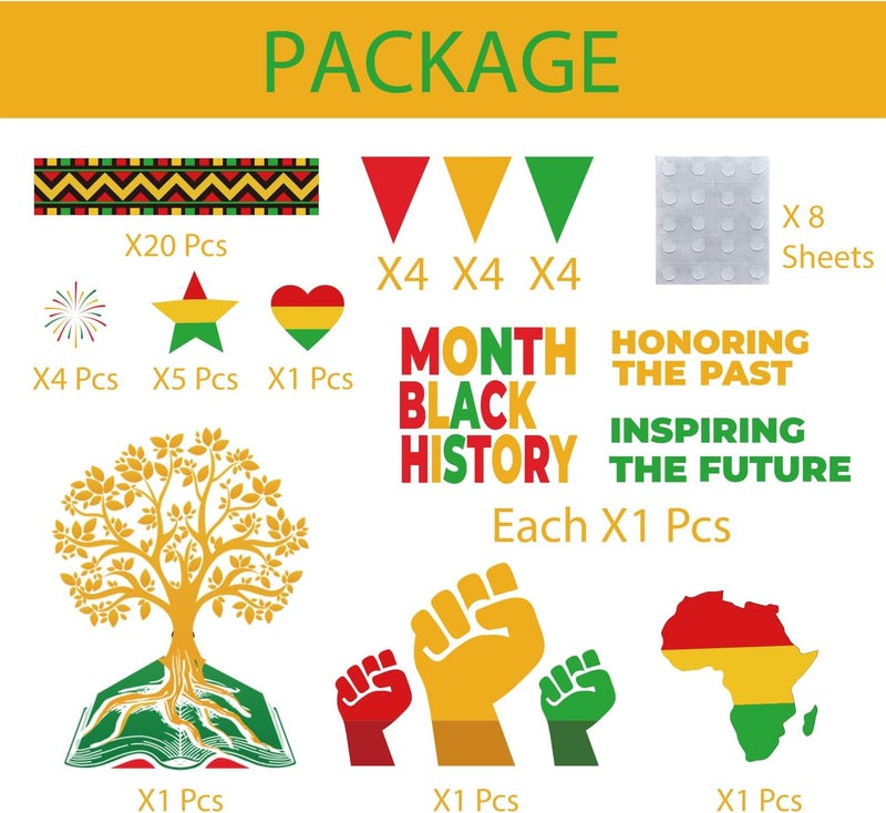 Joffetii Black History Month Bulletin Board Decorations Set, Black History Month Inspirational Borders Cutouts for Classroom Home Chalkboard Wall Door Decor African American National Holiday Party Supplies - Image 3